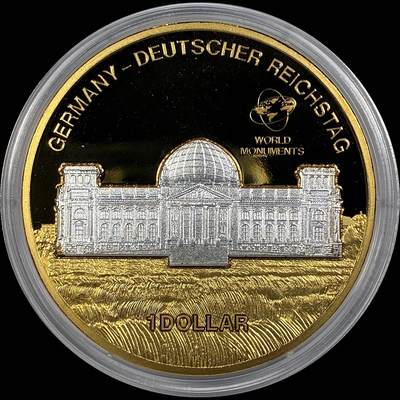 【雨安】【直播拍卖】【世界币章118期-裸币】2025-12-05 周五 19:30 保真 - [现代裸币] Cook Island 库克群岛 1元 2010年 德国国会大厦 塑料盒子有破损