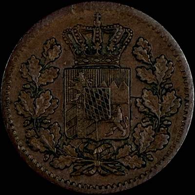 【雨安】【直播拍卖】【世界币章118期-裸币】2025-12-05 周五 19:30 保真 - [裸币德国] Germany 德国 德意志 巴伐利亚 1芬尼 1862年