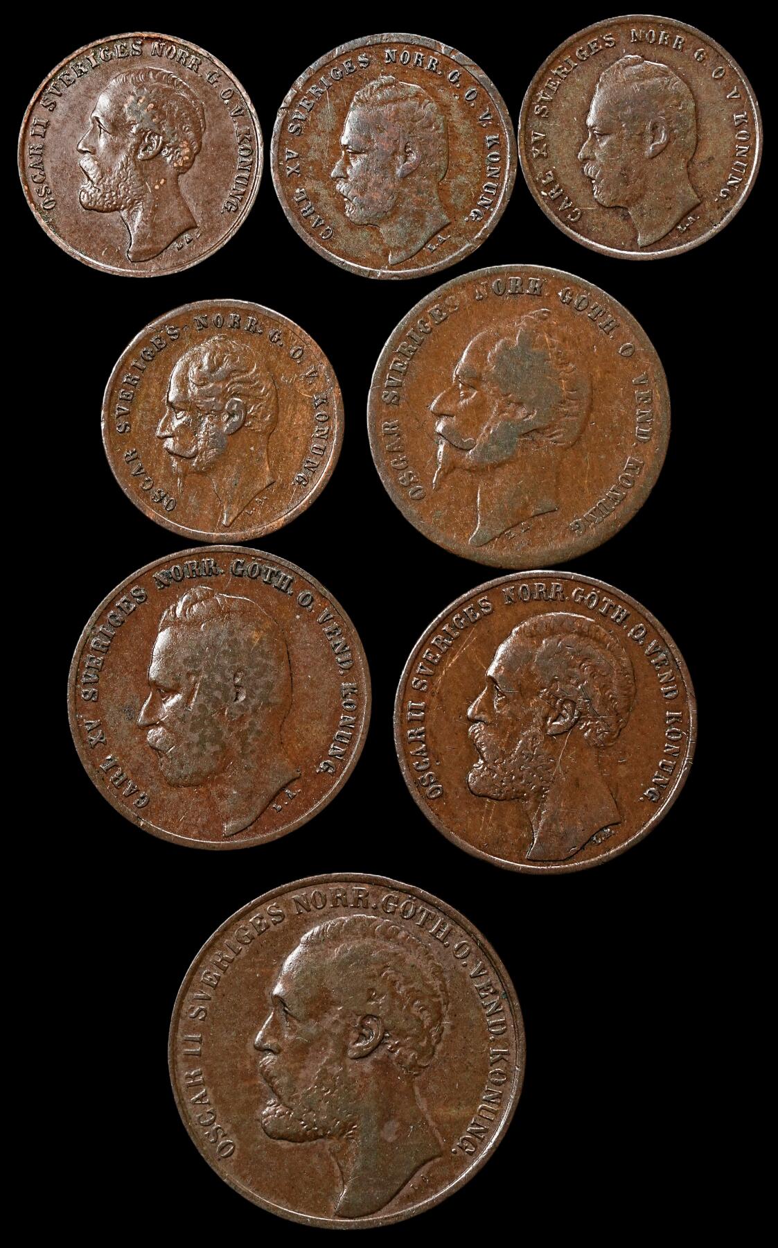 修遠堂世界钱币第九十六期 瑞典旧铜币一组