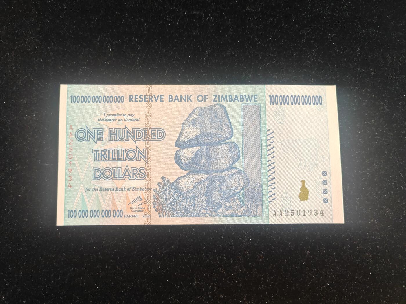 津巴布韦 2008年 100万亿 纸币 全新UNC