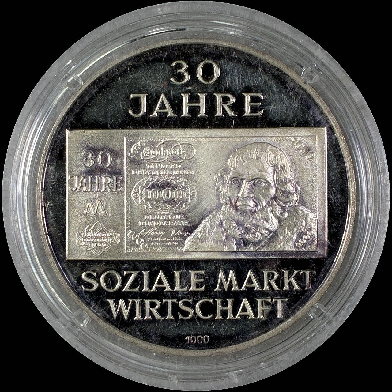 【雨安】【直播拍卖】【世界币章118期-裸币】2025-12-05 周五 19:30 保真 [章] Germany 章 德国 1978年 西德马克30周年 银章 20克, 999银