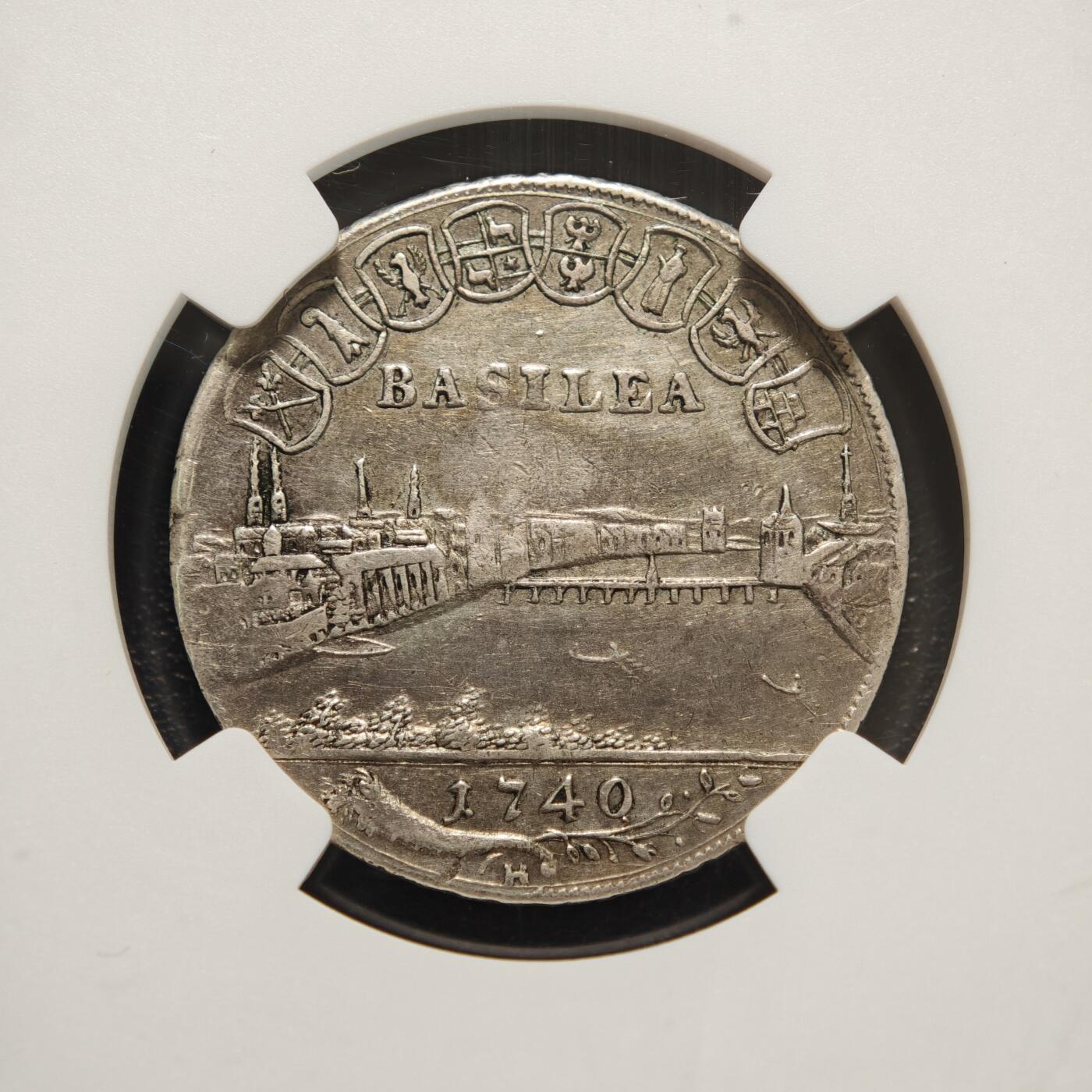 【德藏】世界币章拍卖第156期（拍品征集中~欢迎藏友联系） 1740年 瑞士巴塞尔城市景观1/4老泰勒银币 NGC AU 保存不易 状态安逸