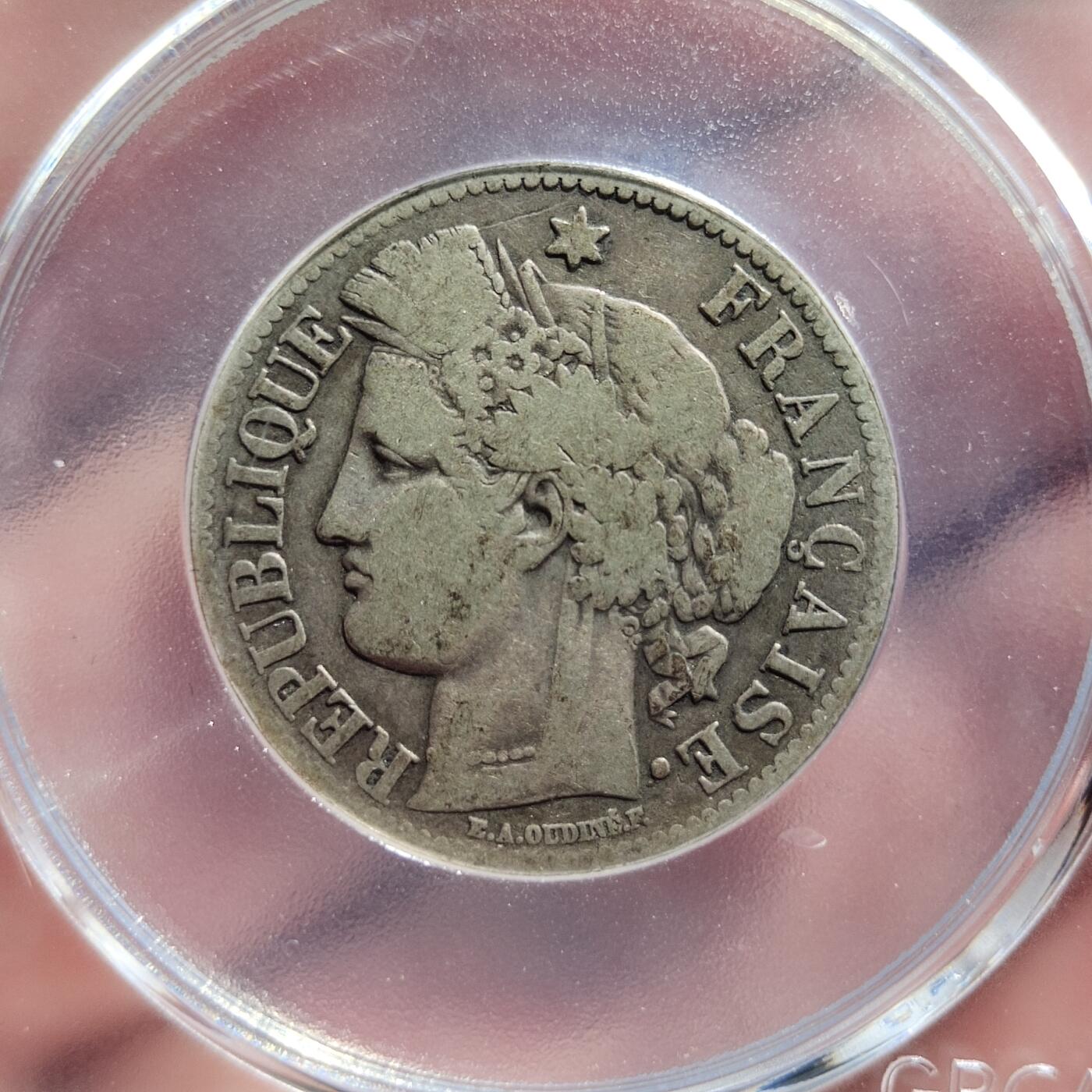 中外钱币第六场 公博XF40法国谷物女神2法郎1871K版少见