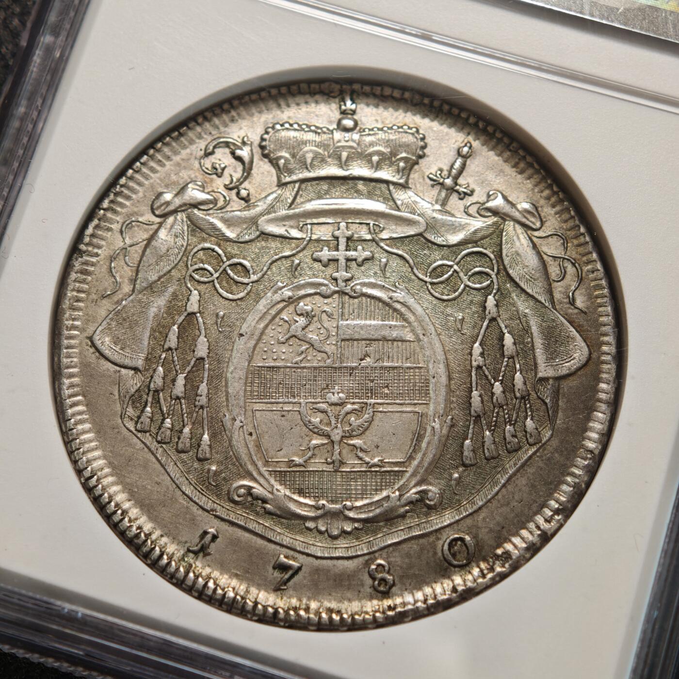 【德藏】世界币章拍卖第156期（拍品征集中~欢迎藏友联系） 1780年 神圣罗马帝国萨尔茨堡泰勒大银币 NGC AU 状态极佳