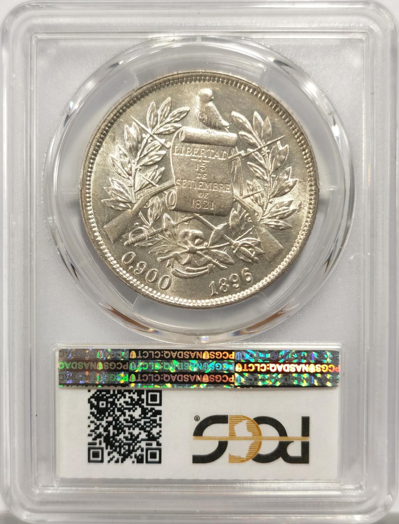 博洋堂世界钱币拍卖第150期（全场包邮） PCGS MS63 危地马拉1896年拿花女神1比索银币，粉光，拉美热门品种！高分入盒没有几枚。