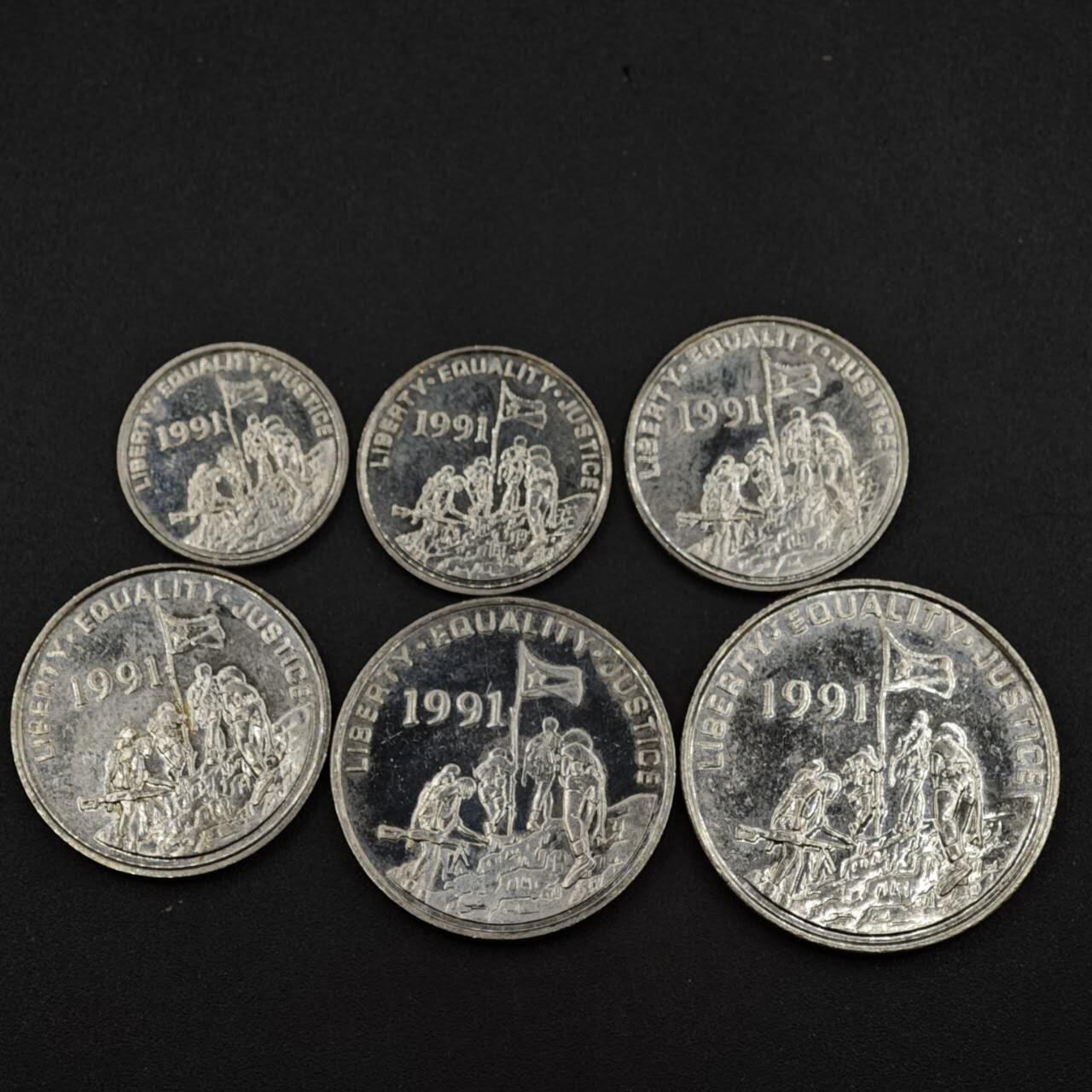 【淘币小摊】实时拍第八百一十八拍   散币小银币场   满百包邮可预留二周 每周一统一发货   厄立特里亚1991年6枚套