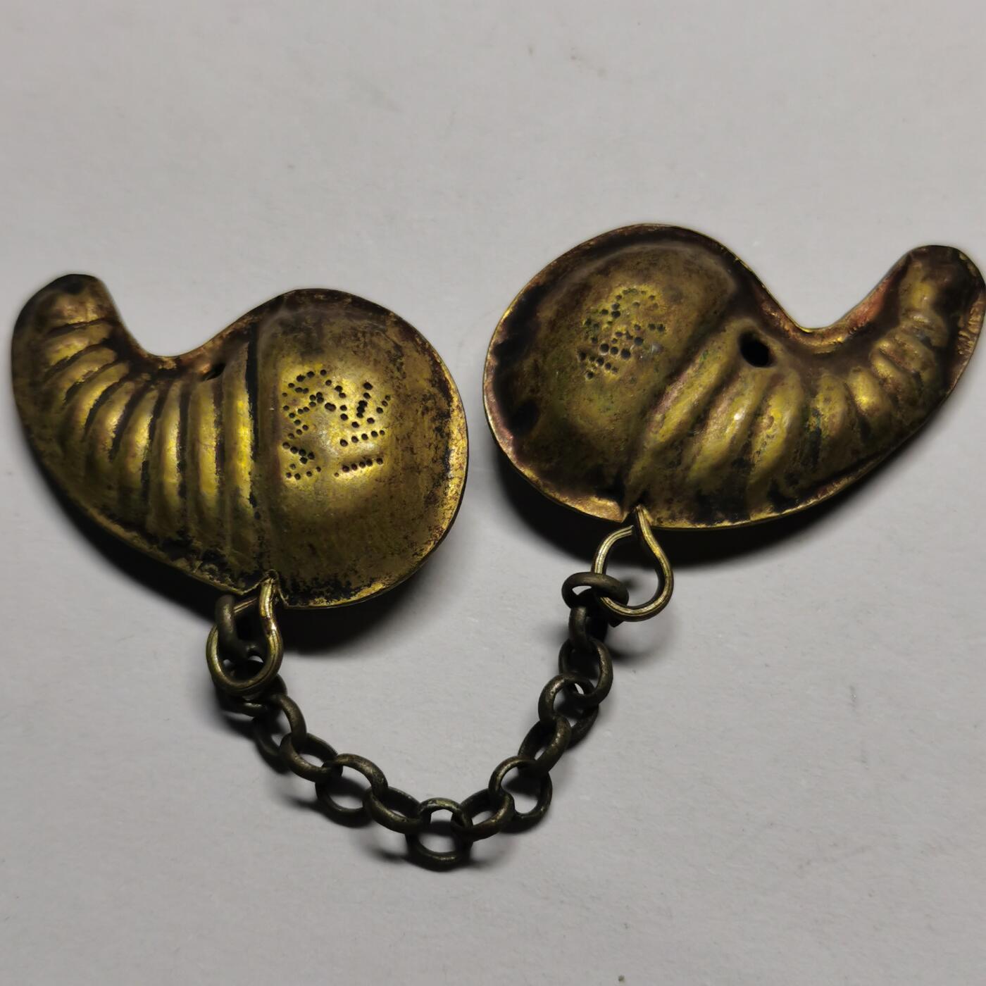 杂件专场86期 清代老银鎏金福寿一对