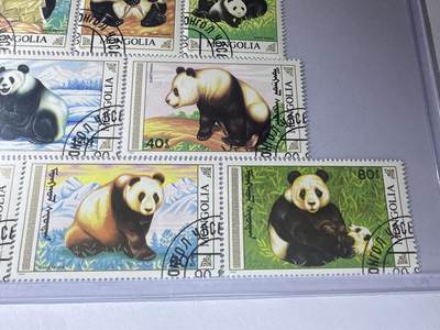 12.26邮票专场 蒙古1990年野生动物大熊猫系列8全