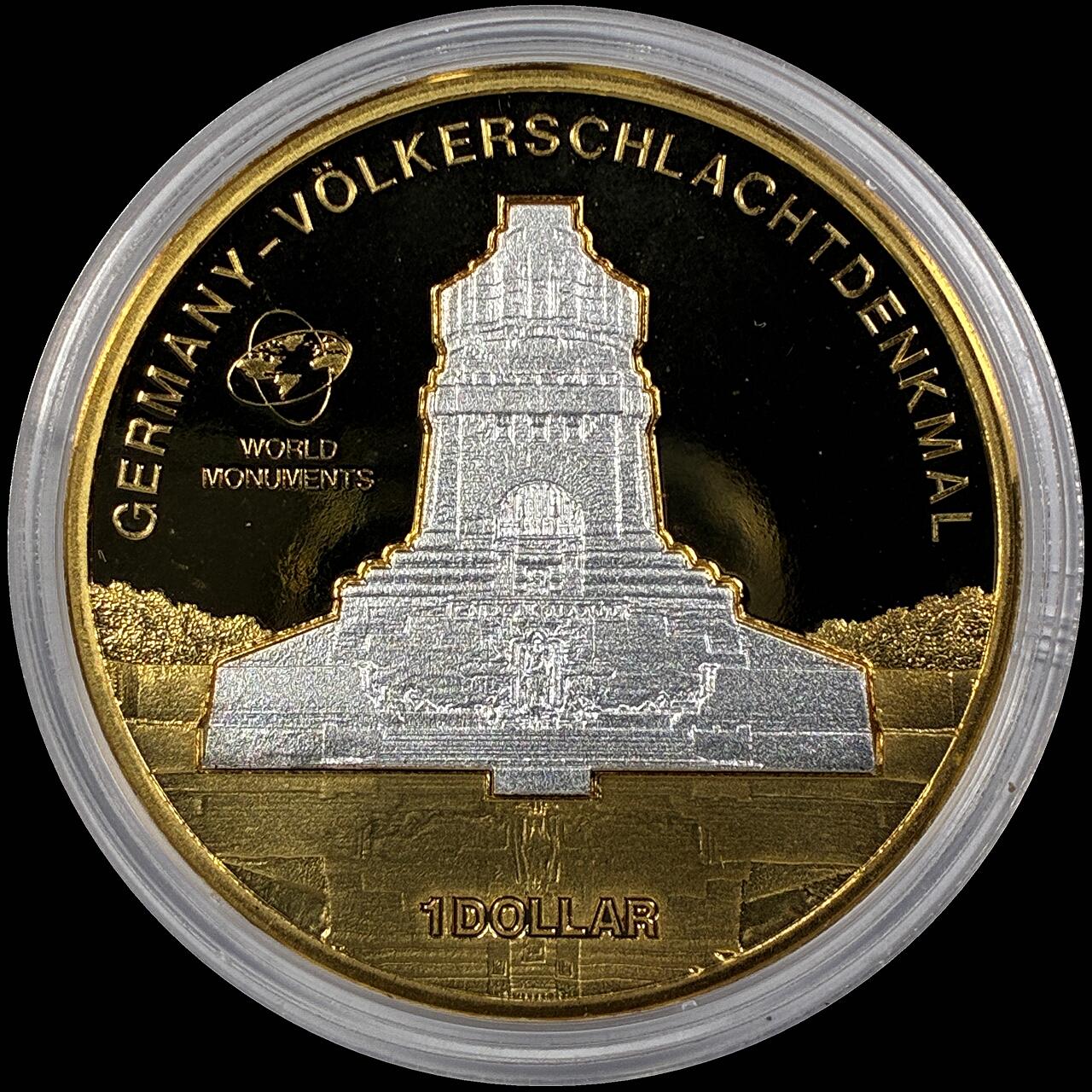 【雨安】【直播拍卖】【世界币章118期-裸币】2025-12-05 周五 19:30 保真 [现代裸币] Cook Island 库克群岛 1元 2010年 德国民族大会战纪念碑 塑料盒子有破损