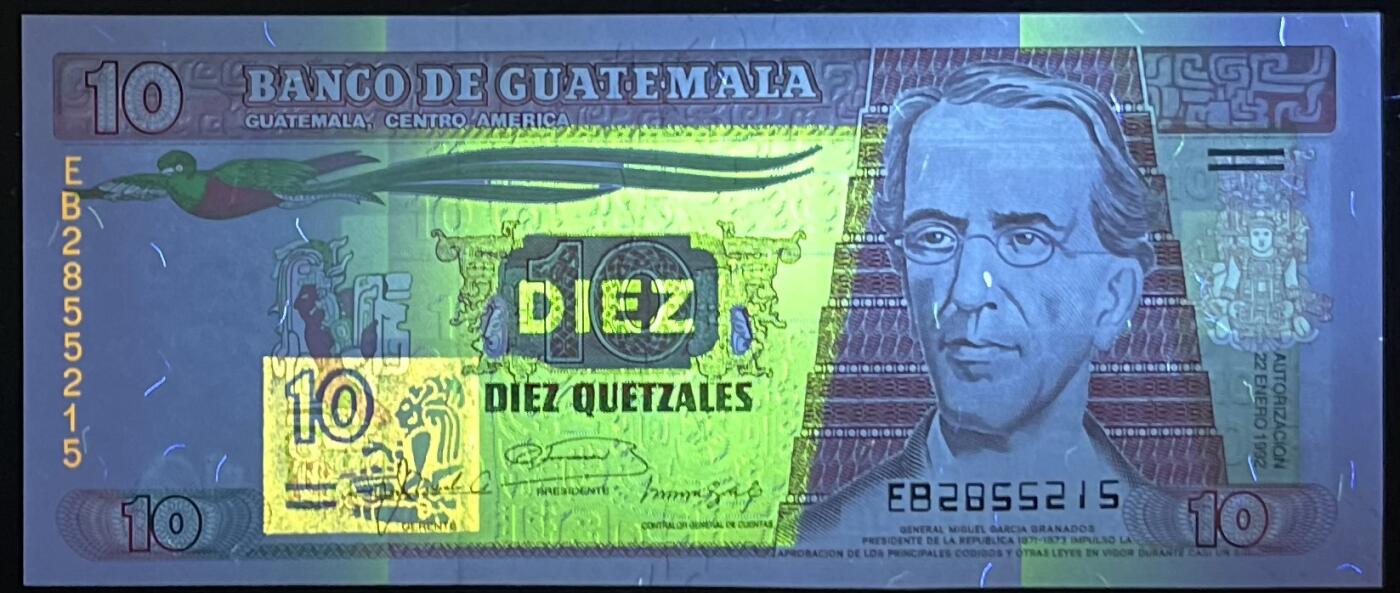 小福收藏拍卖第197期 裸钞场 本期有多张豹子号靓号 百慕大03年50元纪念钞百位号 马来亚和英属婆罗洲开国第一张纸币大冠女王 马来亚 41年1元英王乔六 法属太平洋10000法郎 捷克1000克朗纪念钞千位号  卢森堡 1000法郎  萨尔瓦多样钞 匈牙利 法罗群岛 危地马拉等多国精美纸币 危地马拉 1992年 10格查尔 无47 unc