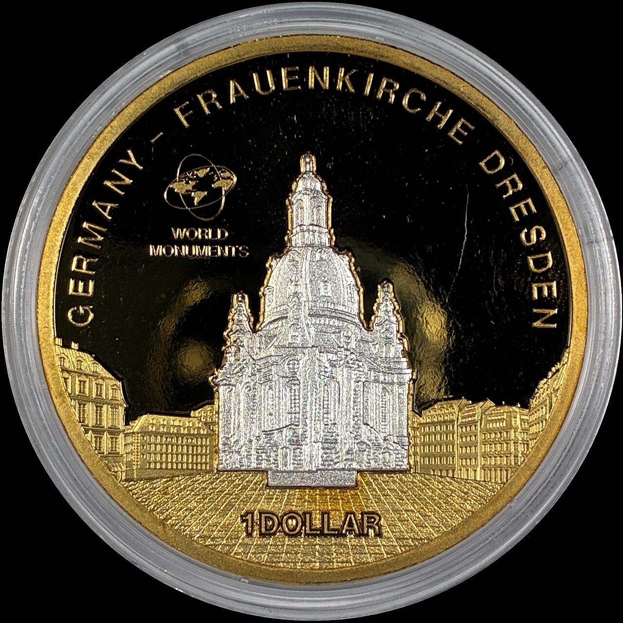 【雨安】【直播拍卖】【世界币章118期-裸币】2025-12-05 周五 19:30 保真 [现代裸币] Cook Island 库克群岛 1元 2010年 德累斯顿圣母教堂 塑料盒子有破损