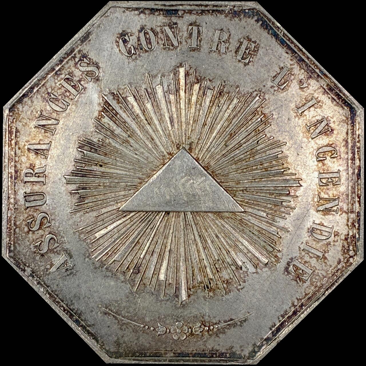 【雨安】【直播拍卖】【世界币章118期-裸币】2025-12-05 周五 19:30 保真 [章] France 章 法国 八角 1838年 火灾保险 八角银章 19.1克