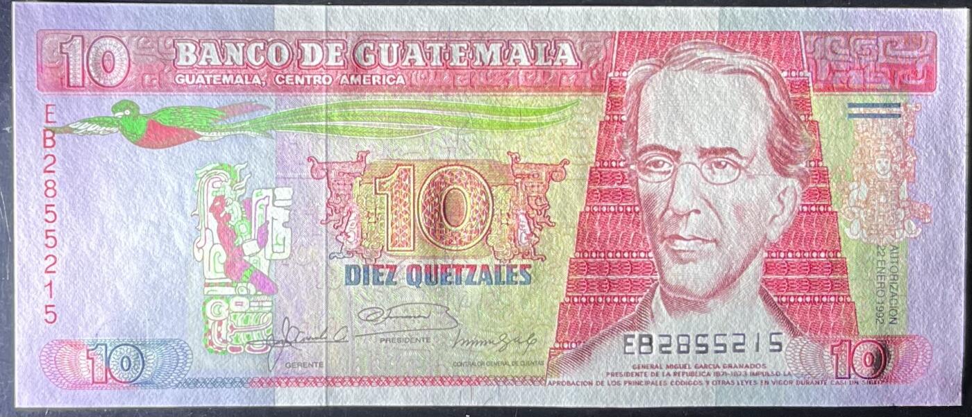 小福收藏拍卖第197期 裸钞场 本期有多张豹子号靓号 百慕大03年50元纪念钞百位号 马来亚和英属婆罗洲开国第一张纸币大冠女王 马来亚 41年1元英王乔六 法属太平洋10000法郎 捷克1000克朗纪念钞千位号  卢森堡 1000法郎  萨尔瓦多样钞 匈牙利 法罗群岛 危地马拉等多国精美纸币 危地马拉 1992年 10格查尔 无47 unc