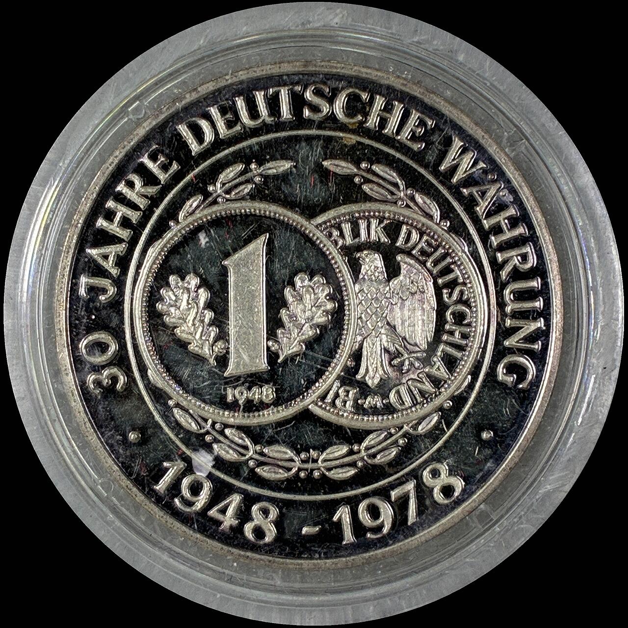 【雨安】【直播拍卖】【世界币章118期-裸币】2025-12-05 周五 19:30 保真 [章] Germany 章 德国 1978年 西德马克30周年 银章 20克, 999银