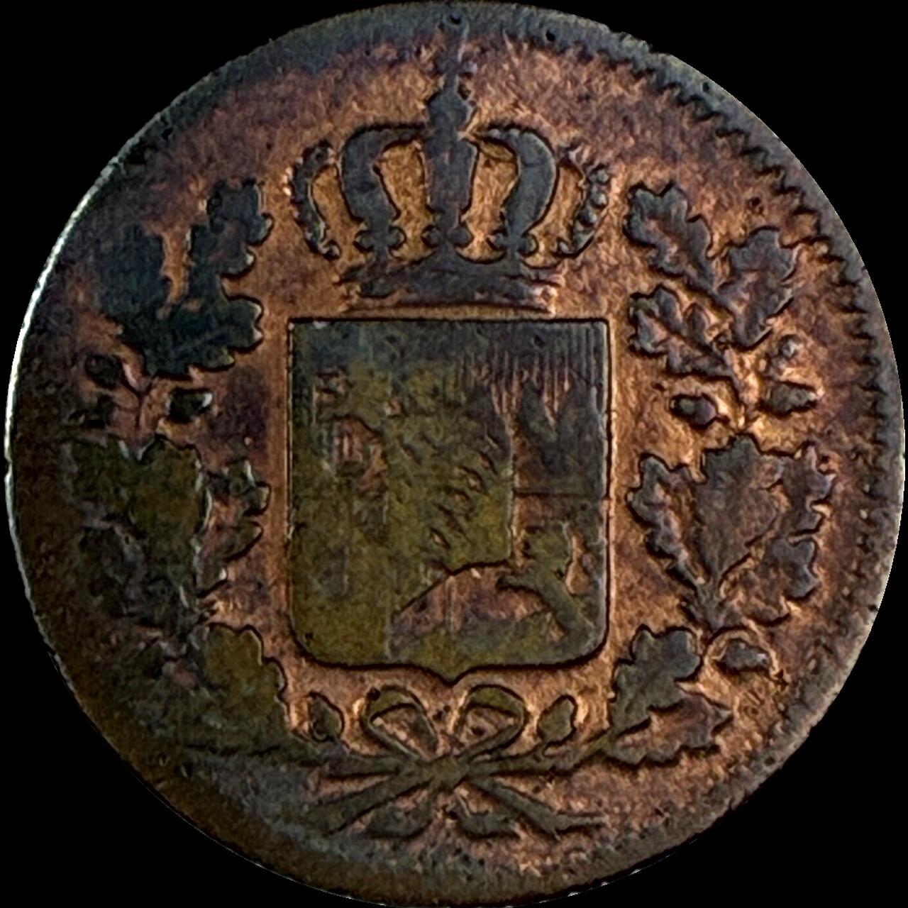 【雨安】【直播拍卖】【世界币章118期-裸币】2025-12-05 周五 19:30 保真 [裸币德国] Germany 德国 德意志 巴伐利亚 1芬尼 1853年