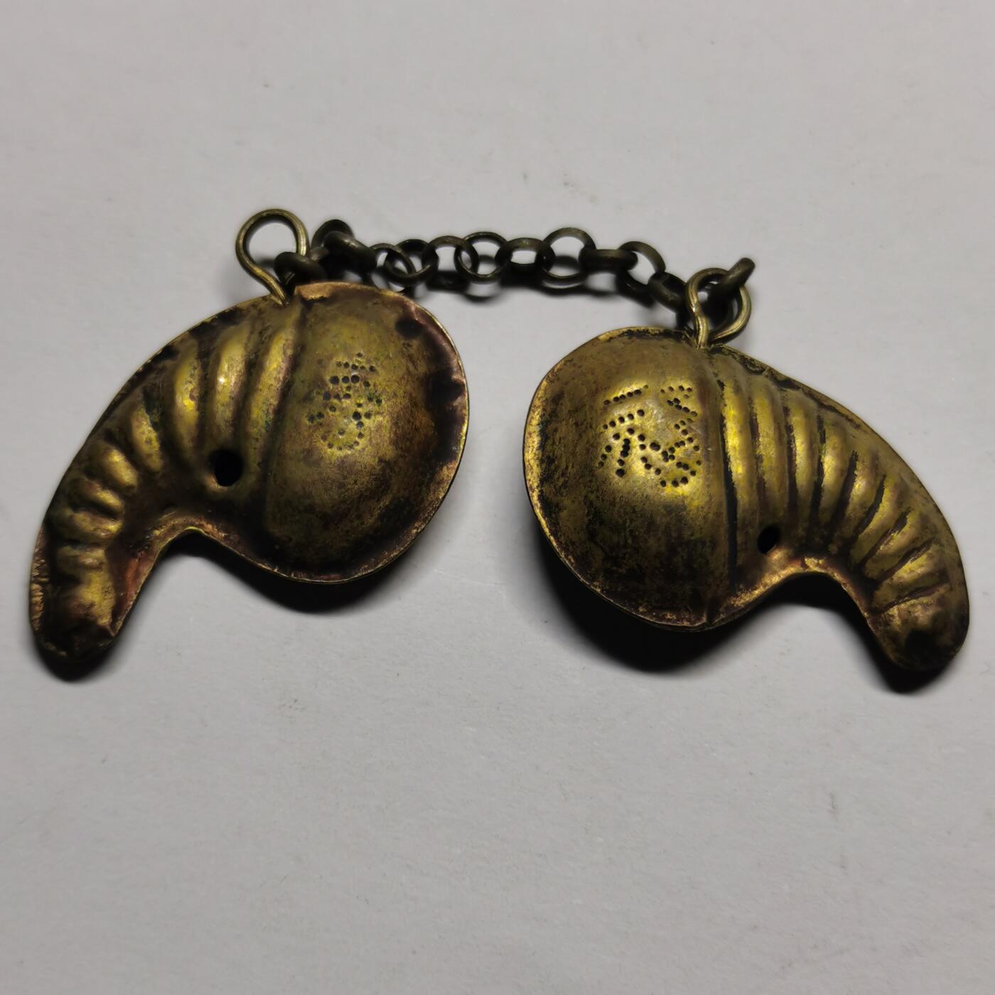 杂件专场86期 清代老银鎏金福寿一对