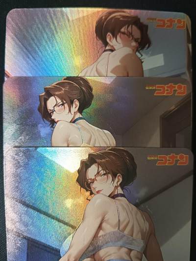 花开卡拍第53期（12月28号周日截拍，品控勿拍!!!拍品不寄存，运费5元，自制卡难免瑕疵，可能存在轻微撞角爆边等出厂瑕疵，品控介意勿拍！） - 皇帝新衣 柯南妃英理 彩闪3张