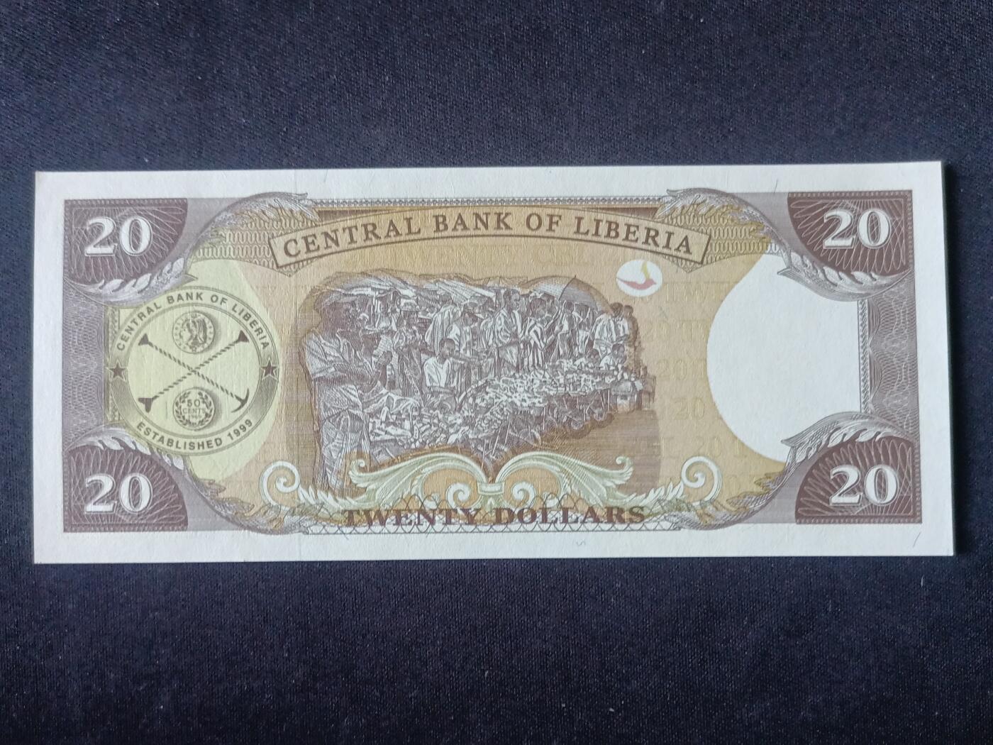 【游宝拍卖】乙巳蛇年92期 第四季首拍场  利比里亚-20元【2011年 全新UNC】