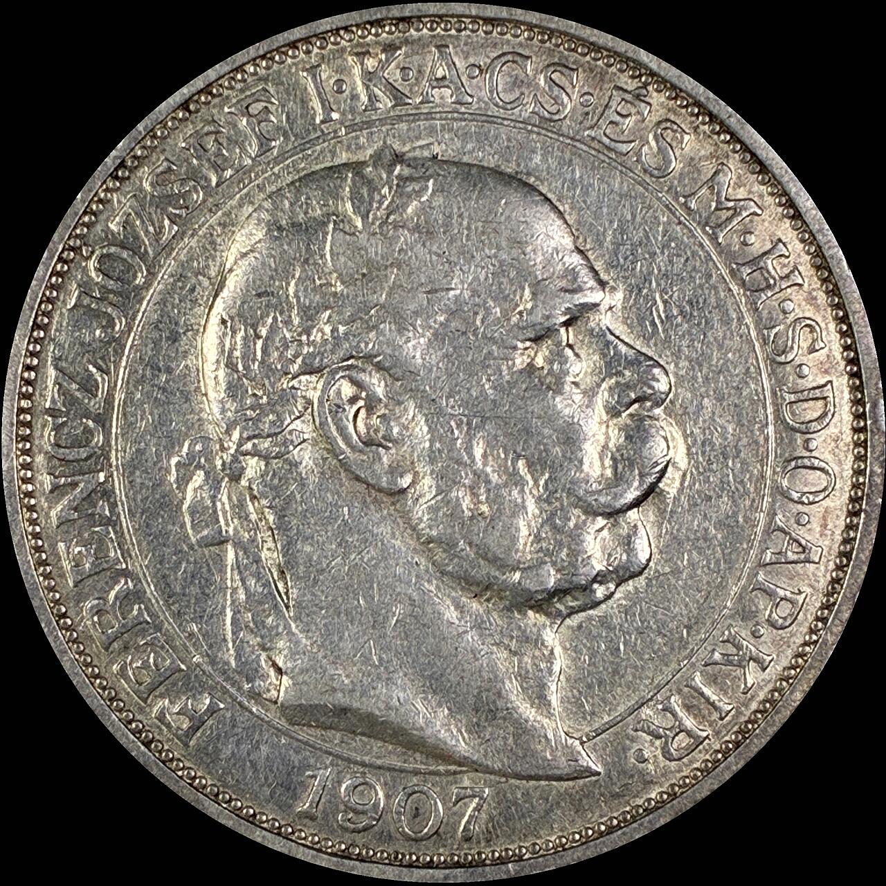 【雨安】【直播拍卖】【世界币章118期-裸币】2025-12-05 周五 19:30 保真 [裸币各国] Hungary 匈牙利 5克朗 KM#0489 (1907) 加冕 1907年