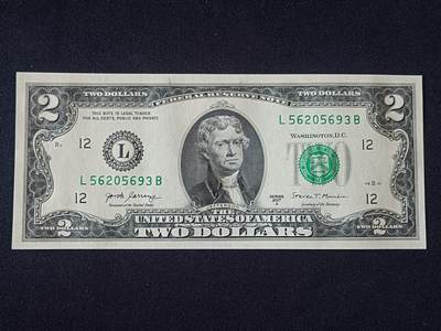 【游宝拍卖】乙巳蛇年92期 第四季首拍场  - 美国-2美元【SERIES-2017A 全新UNC】