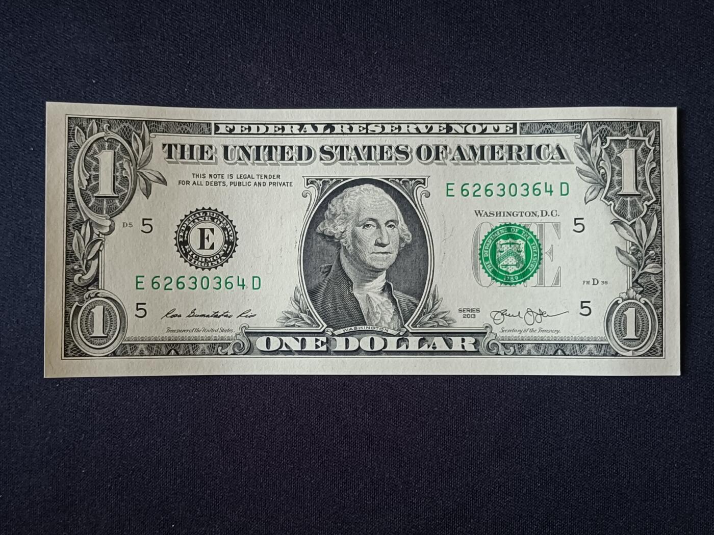 【游宝拍卖】乙巳蛇年92期 第四季首拍场  美国-1美元【SERIES-2013 E5里士满 全新UNC】