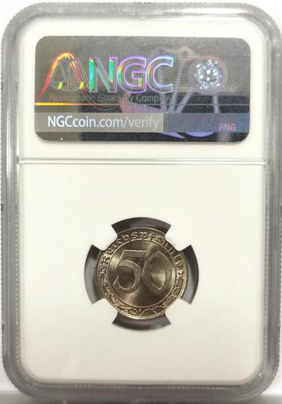 博洋堂世界钱币拍卖第150期（全场包邮） NGC MS65 德国1939年A版50芬尼坦克币，顶级高分，镜面GEM状态，名誉品种，麦稀奇此前只拍过两枚65分的，难得一遇