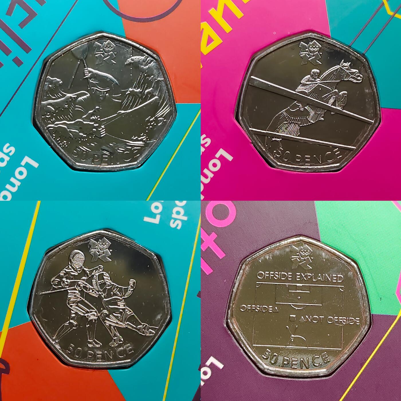 【全场包邮】纯粹捡漏拍483场（免费代拍第20场） 英国2012年50便士伦敦奥运会纪念币官方29枚卡装全套