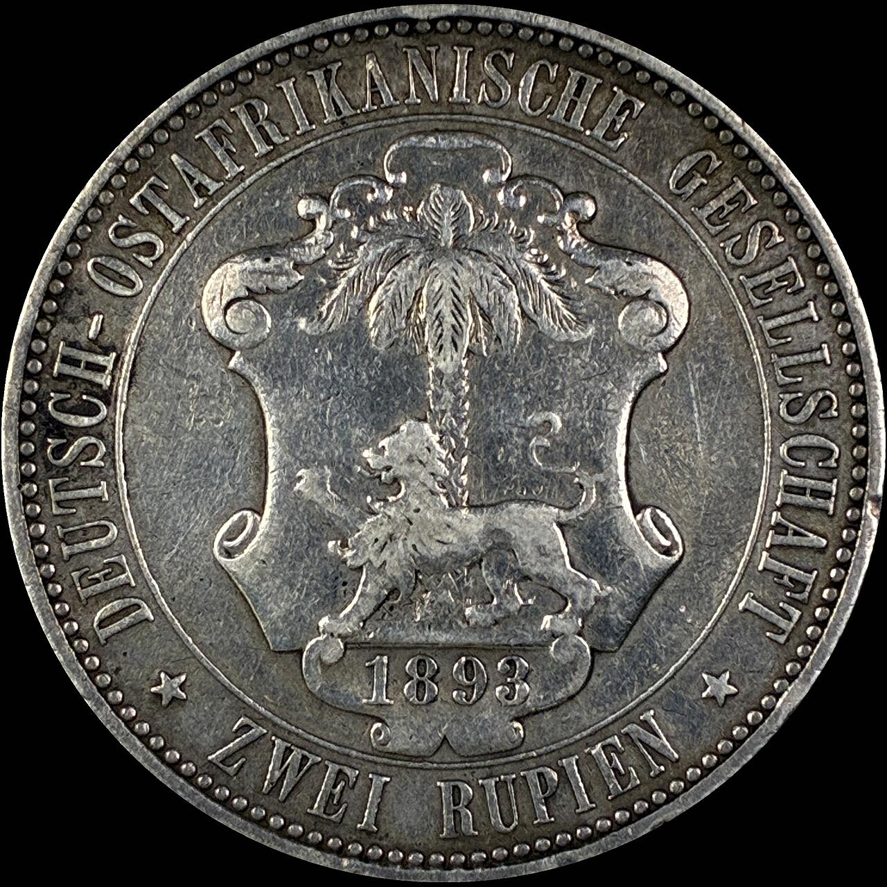 【雨安】【直播拍卖】【世界币章118期-裸币】2025-12-05 周五 19:30 保真 [裸币德国] Germany 德属东非 2卢比 1898年