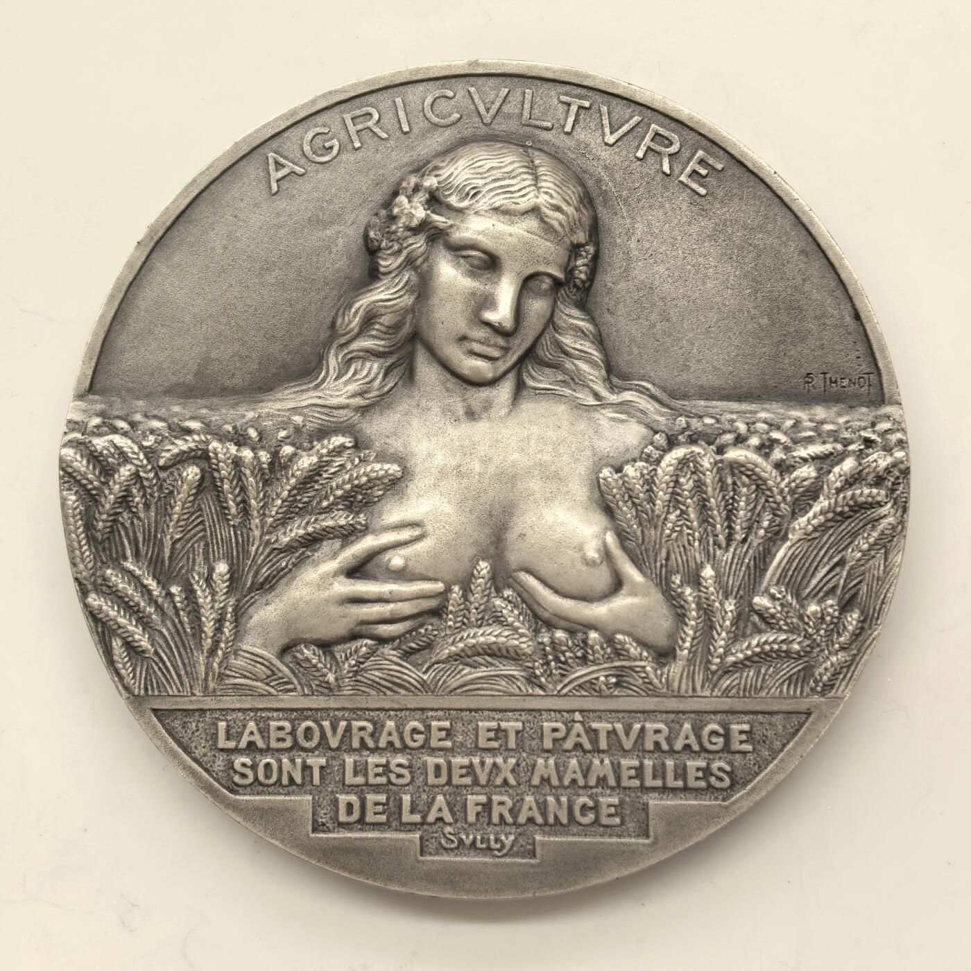 博洋堂世界钱币拍卖第150期（全场包邮） 法国 原铸原盒 铜镀银 农业协会章 经典模奈 养育着大地