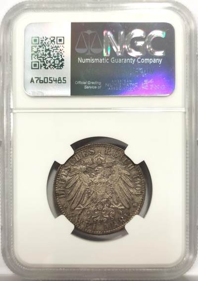 博洋堂世界钱币拍卖第150期（全场包邮） NGC MS64 德国1904年不莱梅自由市2马克银币，经典咖啡包浆