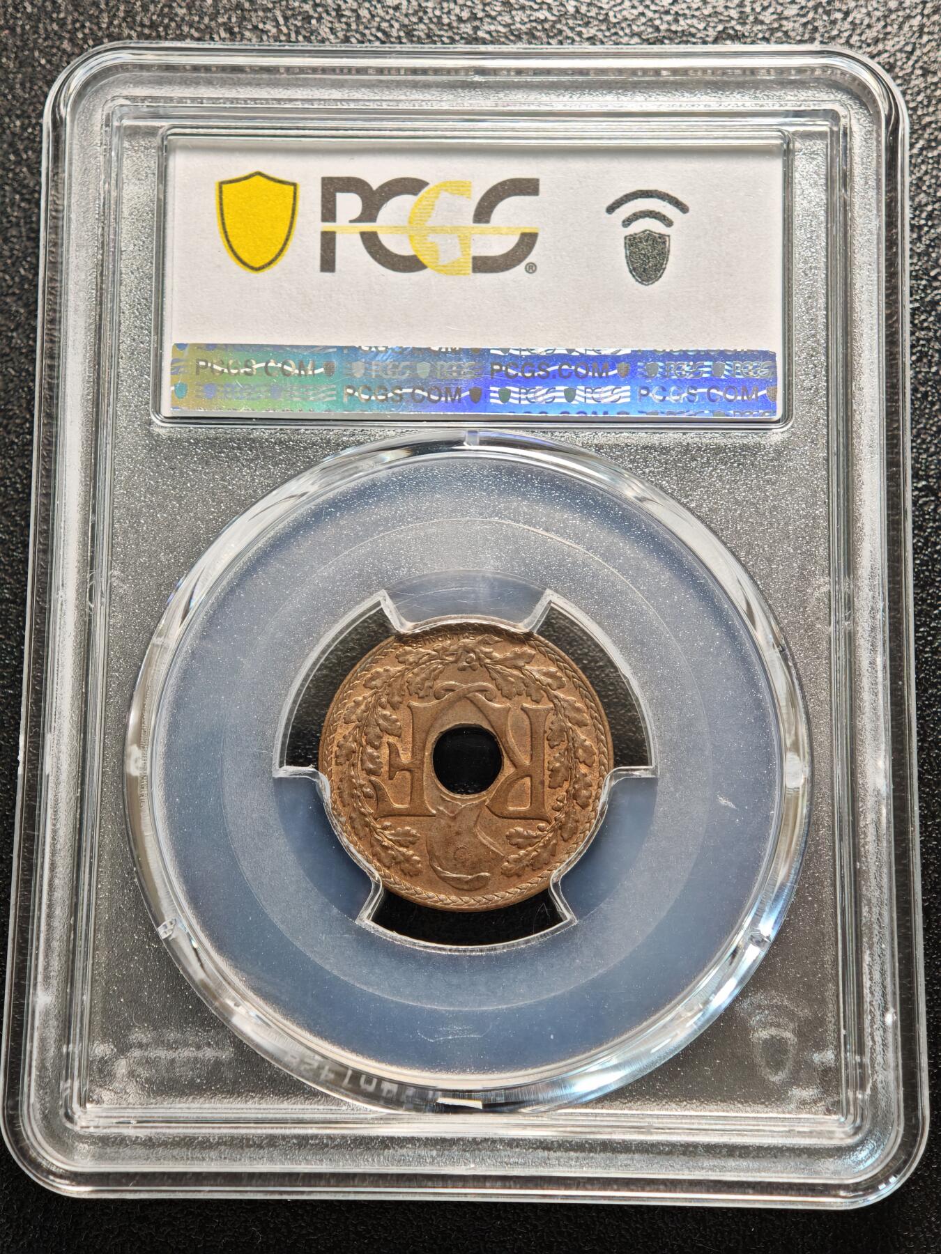 【德藏】世界币章拍卖第156期（拍品征集中~欢迎藏友联系） 1938年 法属印度支那1/2分铜币 PCGS MS65RB 亚军分 仅1枚更高 状态极佳