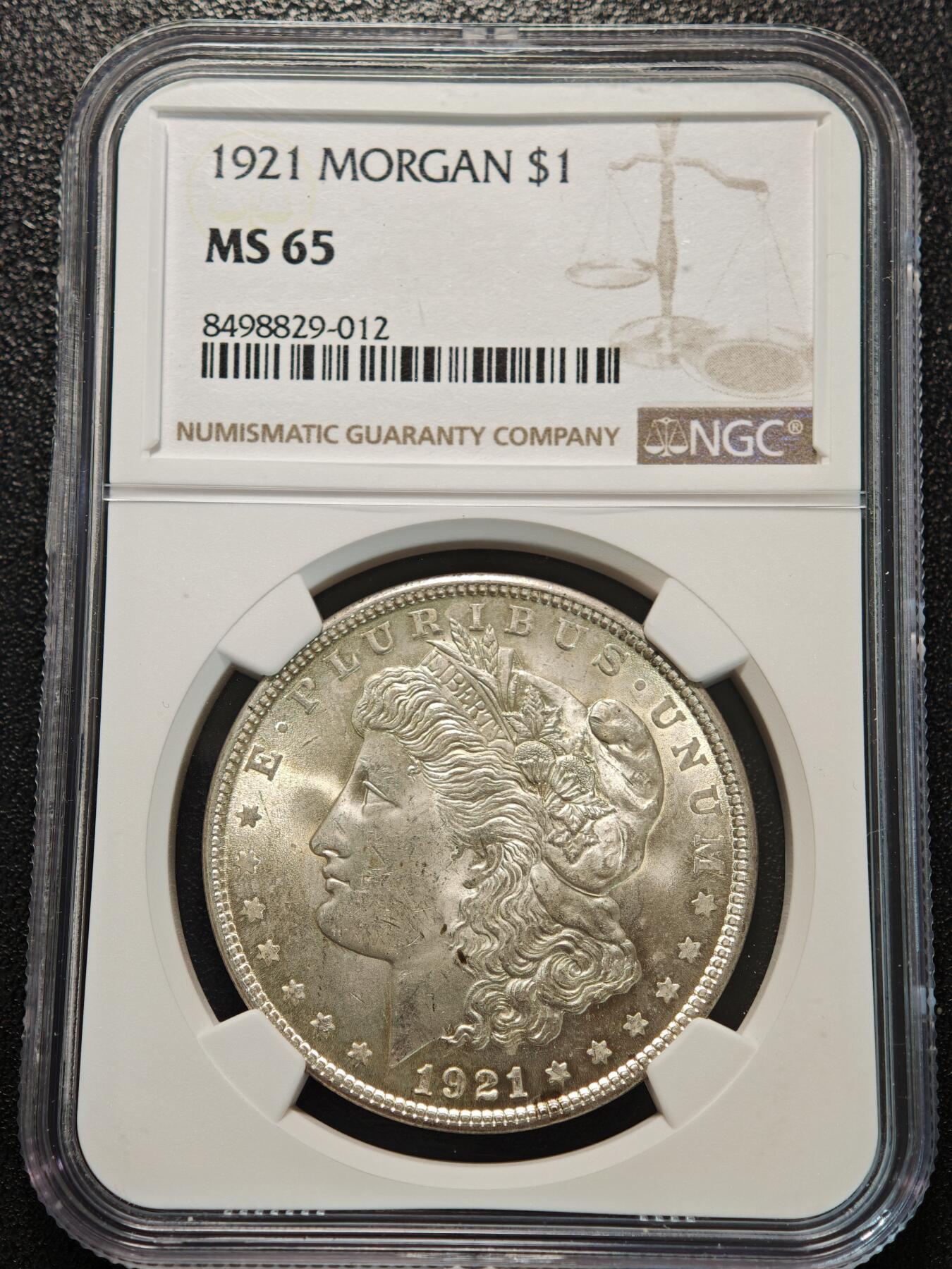 【德藏】世界币章拍卖第156期（拍品征集中~欢迎藏友联系） 1921年 美国摩根银币 NGC MS65 原光极强