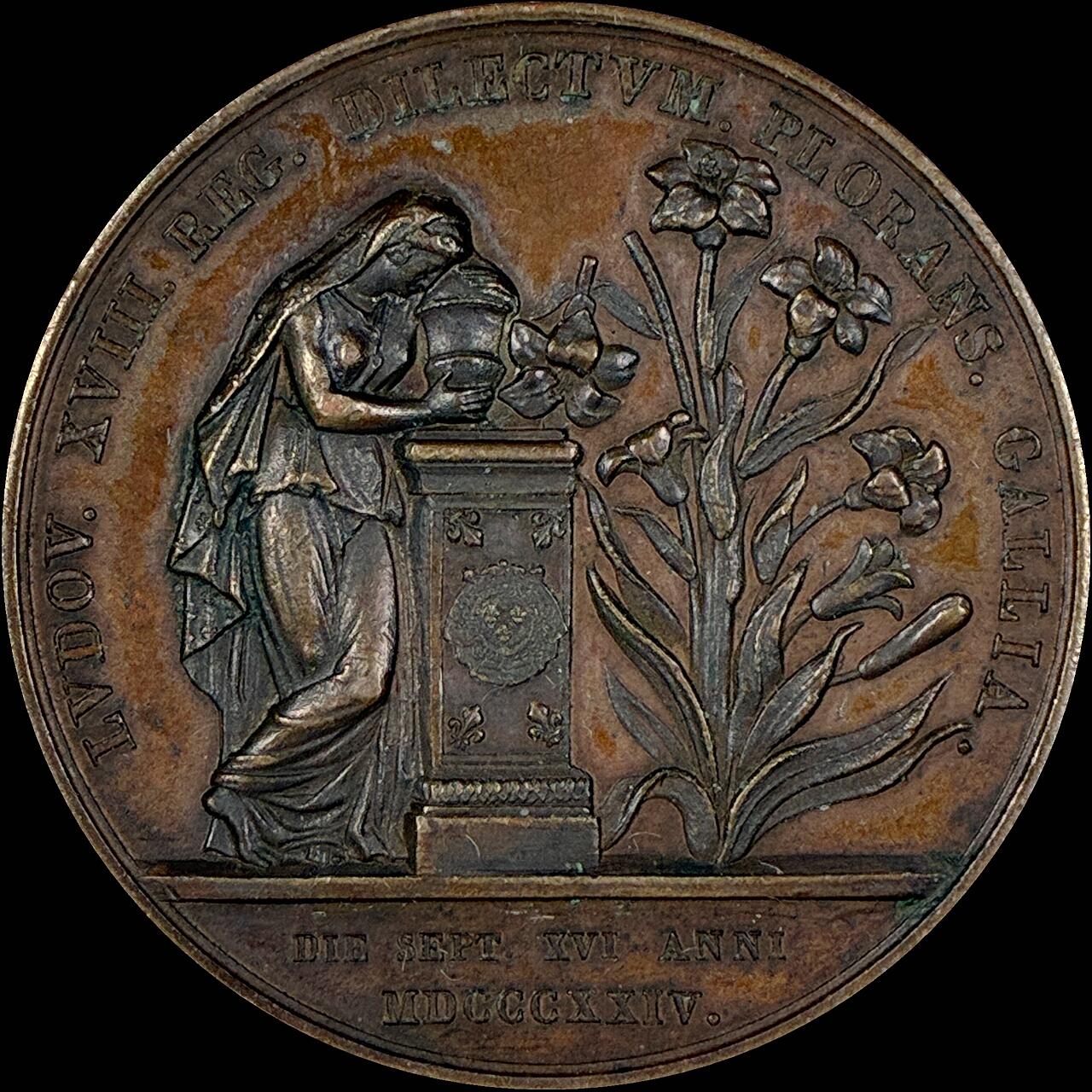 【雨安】【直播拍卖】【世界币章118期-裸币】2025-12-05 周五 19:30 保真 [章] France 章 法国 1824年 路易十八 哭泣哀悼她心爱的人 铜章 36mm