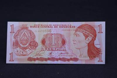 【淘币小摊】限时拍第八百二十一拍  纸币场  满百包邮可预留两周  周一统一发货  -  洪都拉斯1998年1伦皮拉纸币
