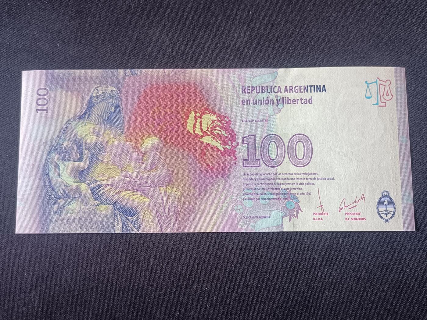 【游宝拍卖】乙巳蛇年92期 第四季首拍场  阿根廷-100比索【全新UNC】