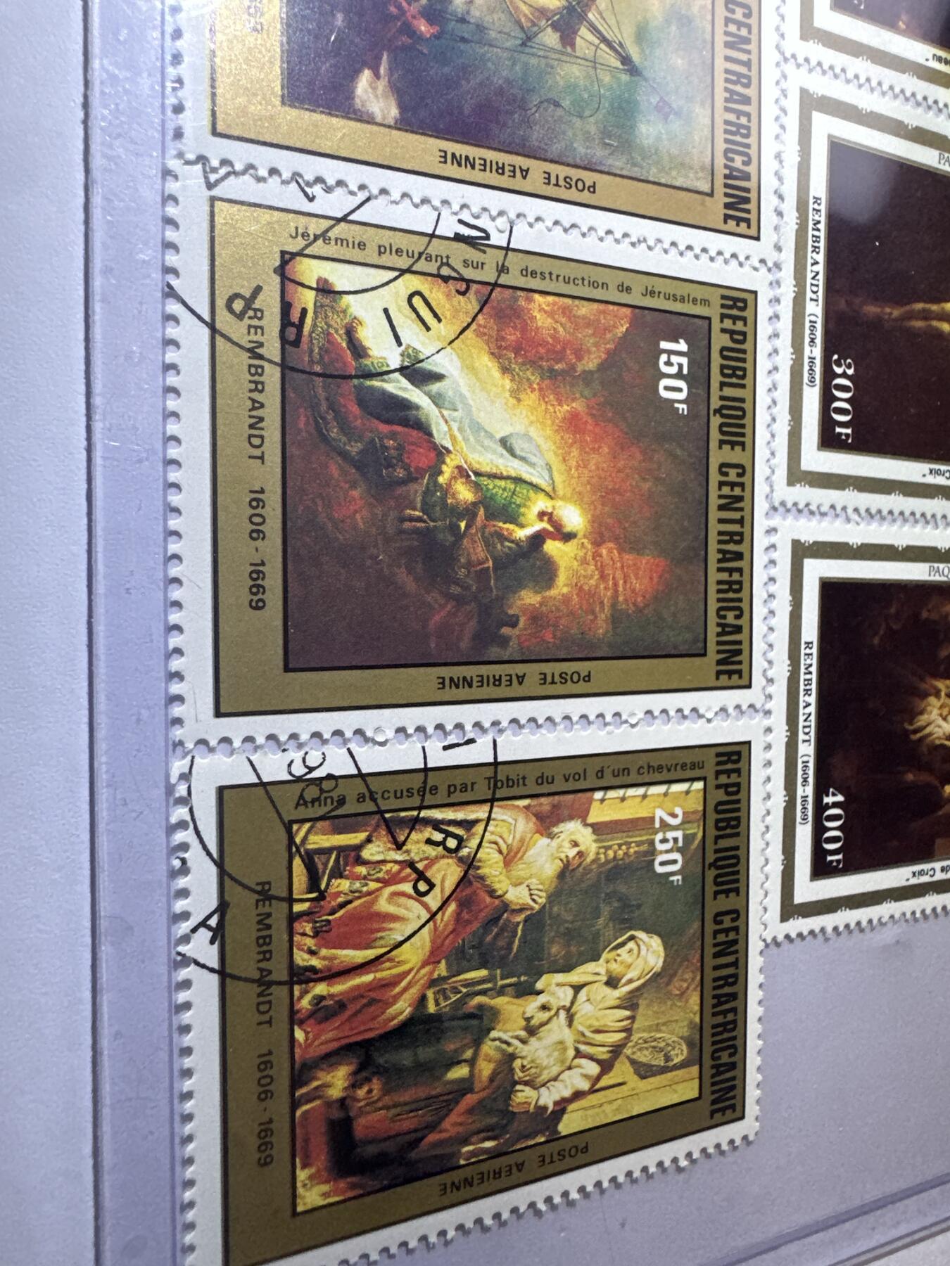 12.6邮票专场 中非1981年-1983年伦勃朗的画作7全