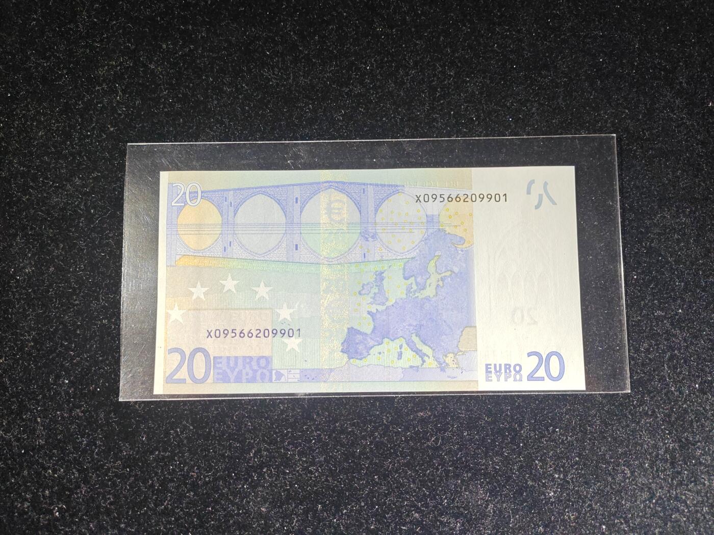 欧盟 一签 2002版 20欧 元  X冠 德国版 无47 全新UNC 