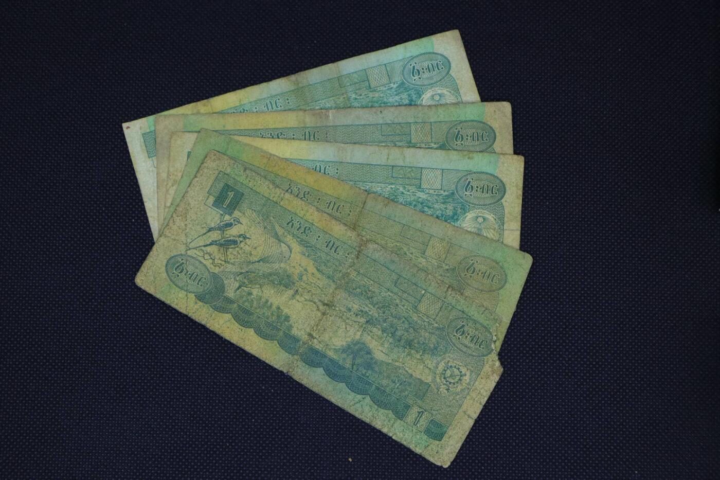 【淘币小摊】限时拍第八百二十一拍  纸币场  满百包邮可预留两周  周一统一发货   埃塞俄比亚1比尔纸币5张【有折】