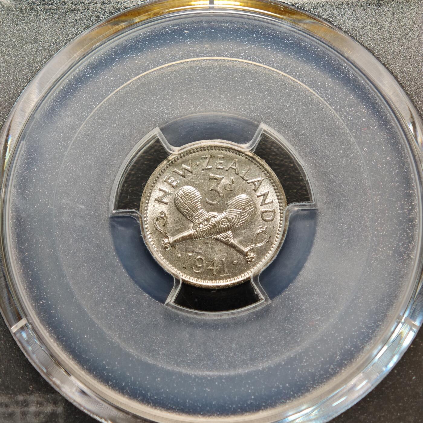 【德藏】世界币章拍卖第156期（拍品征集中~欢迎藏友联系） 19441年 新西兰3便士银币 PCGS MS61 原光十足