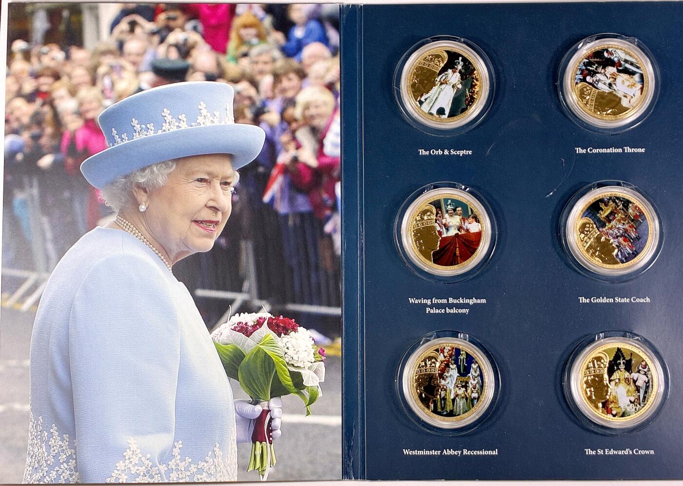 【雨安】【直播拍卖】【世界币章118期-裸币】2025-12-05 周五 19:30 保真 [现代装帧] Guernsey 根西 装帧 2018年 伊丽莎白二世登基65周年纪念 含5镑银币1枚