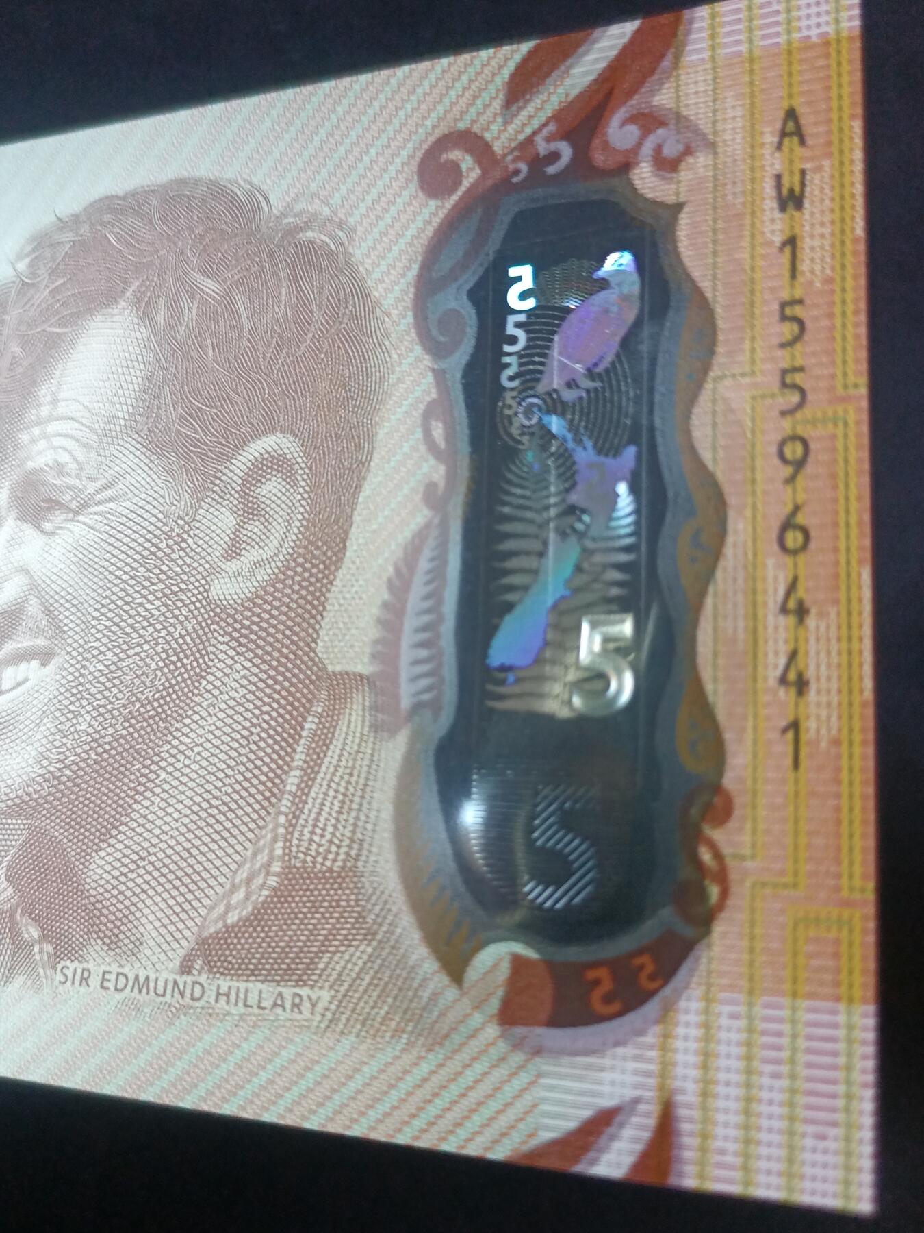 【游宝拍卖】乙巳蛇年92期 第四季首拍场  新西兰-5元【全新UNC-】