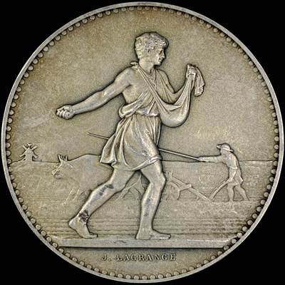 【雨安】【直播拍卖】【世界币章118期-裸币】2025-12-05 周五 19:30 保真 - [章] France 章 法国 19世纪 农业播种 银章 23.5克, 36mm