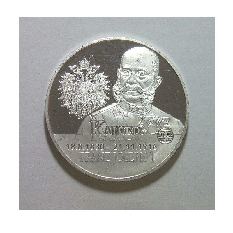 奥匈帝国一战发动者约瑟夫一世+鹰徽 精制大镀银章 40MM