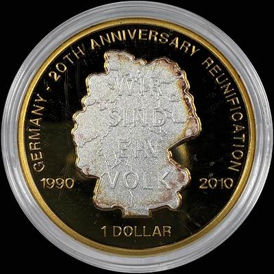 【雨安】【直播拍卖】【世界币章118期-裸币】2025-12-05 周五 19:30 保真 - [现代裸币] Nauru 瑙鲁 1元 2010年 东西德合并20周年