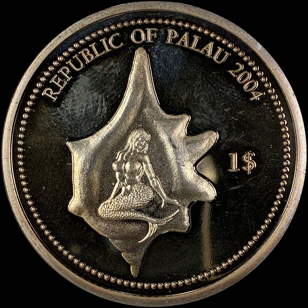 【雨安】【直播拍卖】【世界币章118期-裸币】2025-12-05 周五 19:30 保真 [现代裸币] Palau 帕劳 1元 2004年 保护海洋动物