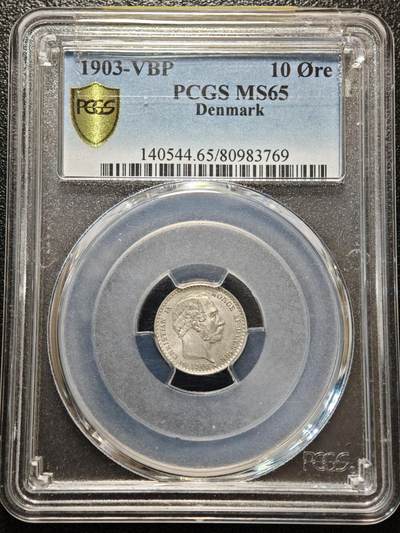 【德藏】世界币章拍卖第156期（拍品征集中~欢迎藏友联系） - 1903年 丹麦克里斯蒂安九世10欧尔银币 PCGS MS65 亚军分 原光十足
