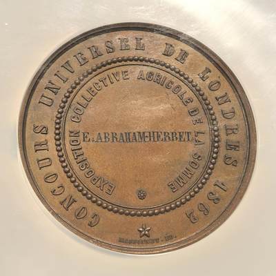 博洋堂世界钱币拍卖第150期（全场包邮） NGC MS64 拿破仑三世1862年伦敦农业博览会纪念铜章，73.2克，50mm大尺寸超大盒，正面拿破仑三世皇帝头像，背面为博览会法文，雕刻精美，高分不易。