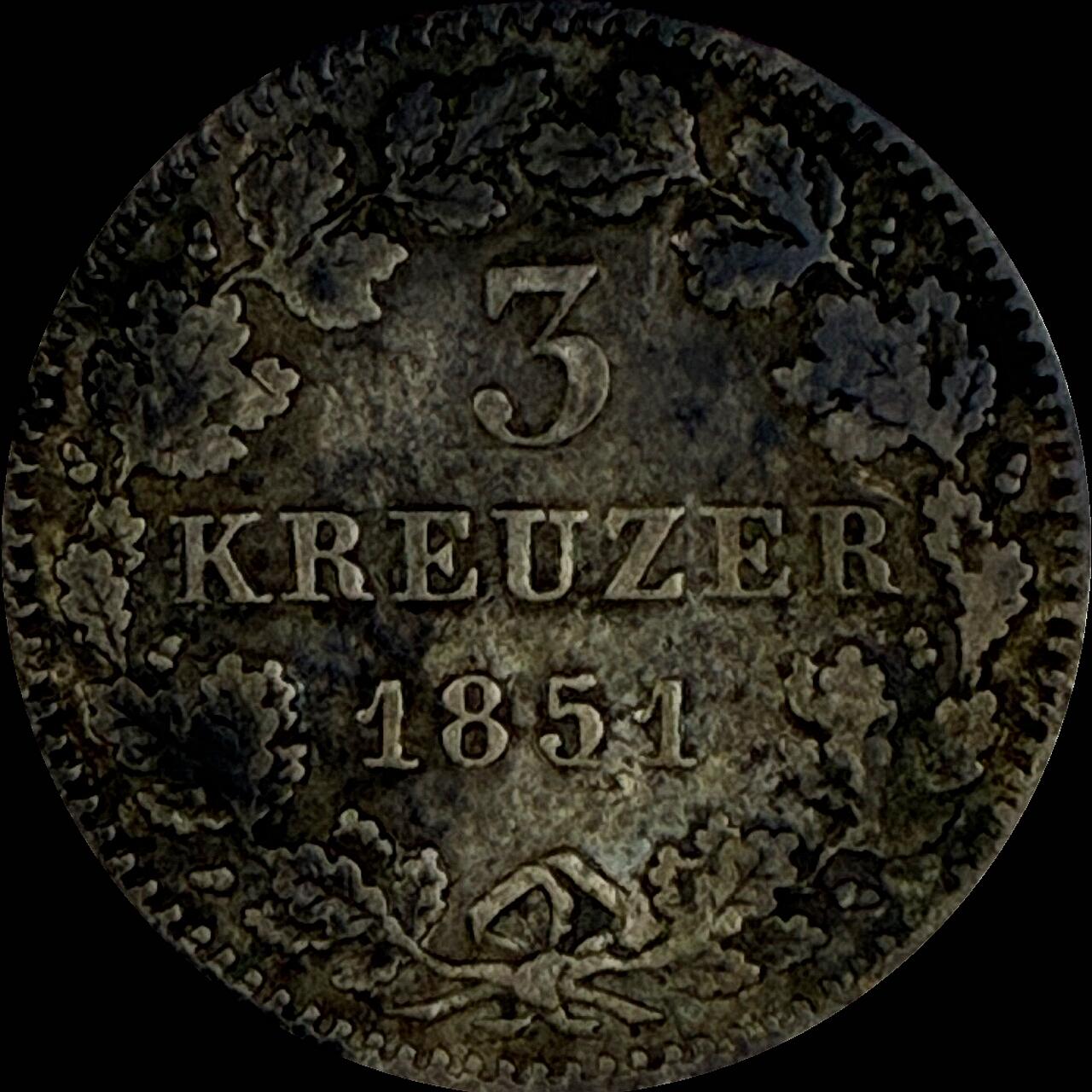 【雨安】【直播拍卖】【世界币章118期-裸币】2025-12-05 周五 19:30 保真 [裸币德国] Germany 德国 德意志 3克鲁泽 银币 1851年