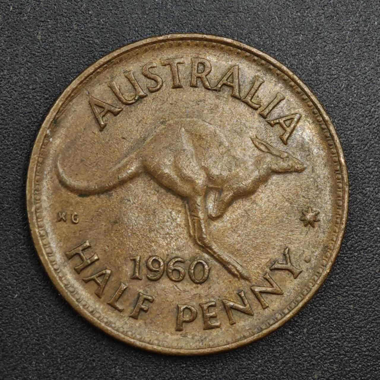 【淘币小摊】实时拍第八百一十八拍   散币小银币场   满百包邮可预留二周 每周一统一发货   澳大利亚1960年半便士袋鼠铜币