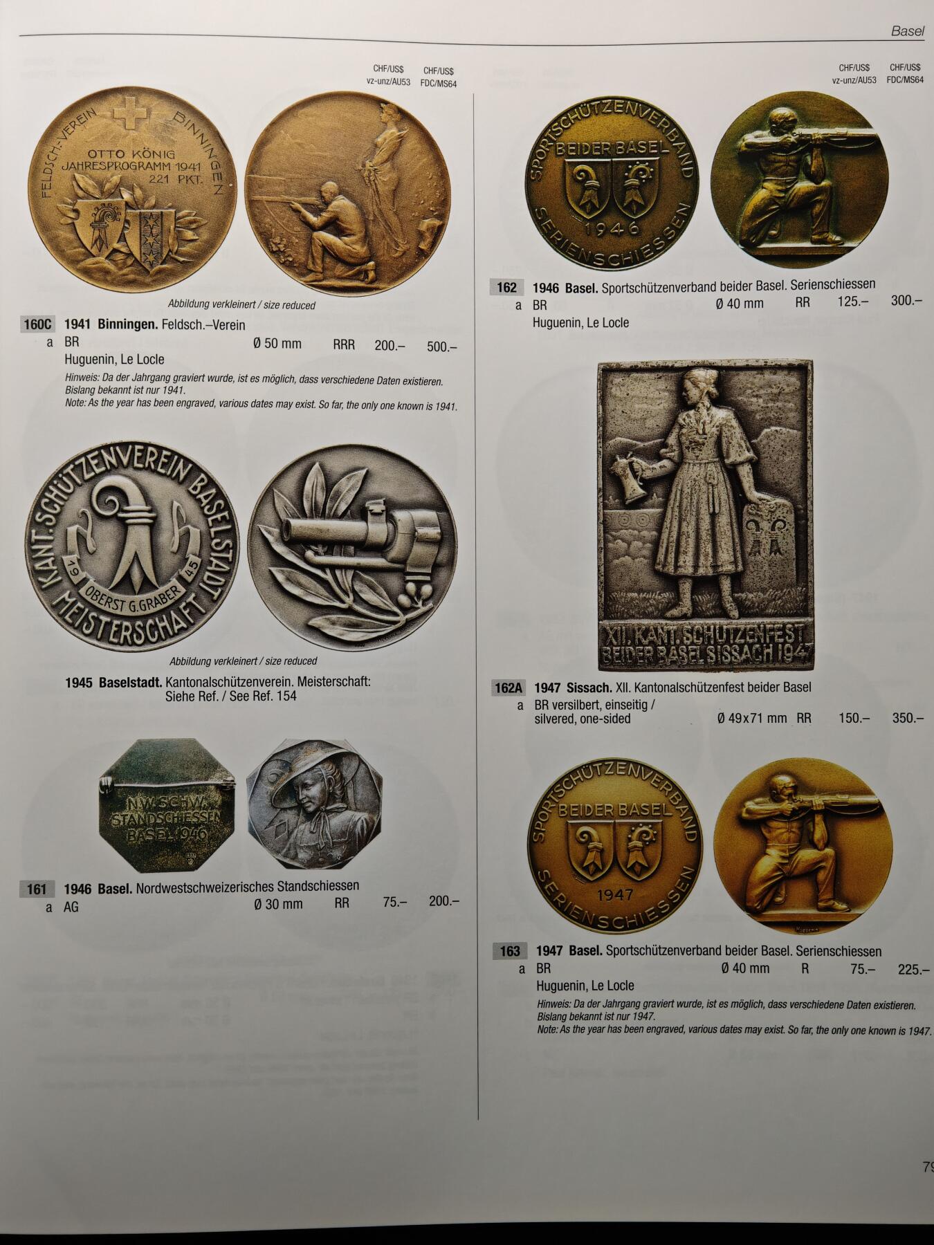 【德藏】世界币章拍卖第156期（拍品征集中~欢迎藏友联系） 97新 瑞士射击节币章目录德文版 超大开本 厚重精装硬壳 评级公司同款参考目录 全书约564页